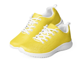 Solid Yellow Men&#39;s Athletic Shoes, Gym Workout Fitness Exercise Shoes, Casual Comfortable Sneakers, Stylish Trendy Breathable Footwear Shoes