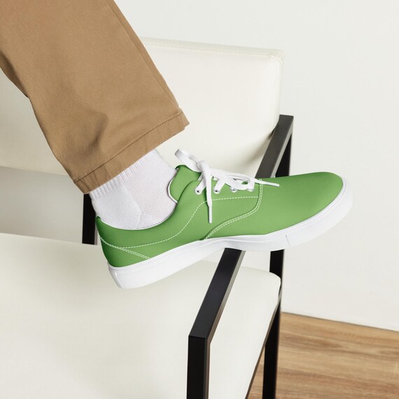 Solid Green Canvas Shoes Mens, Casual Fashion Slip-on Shoes  display picture 2