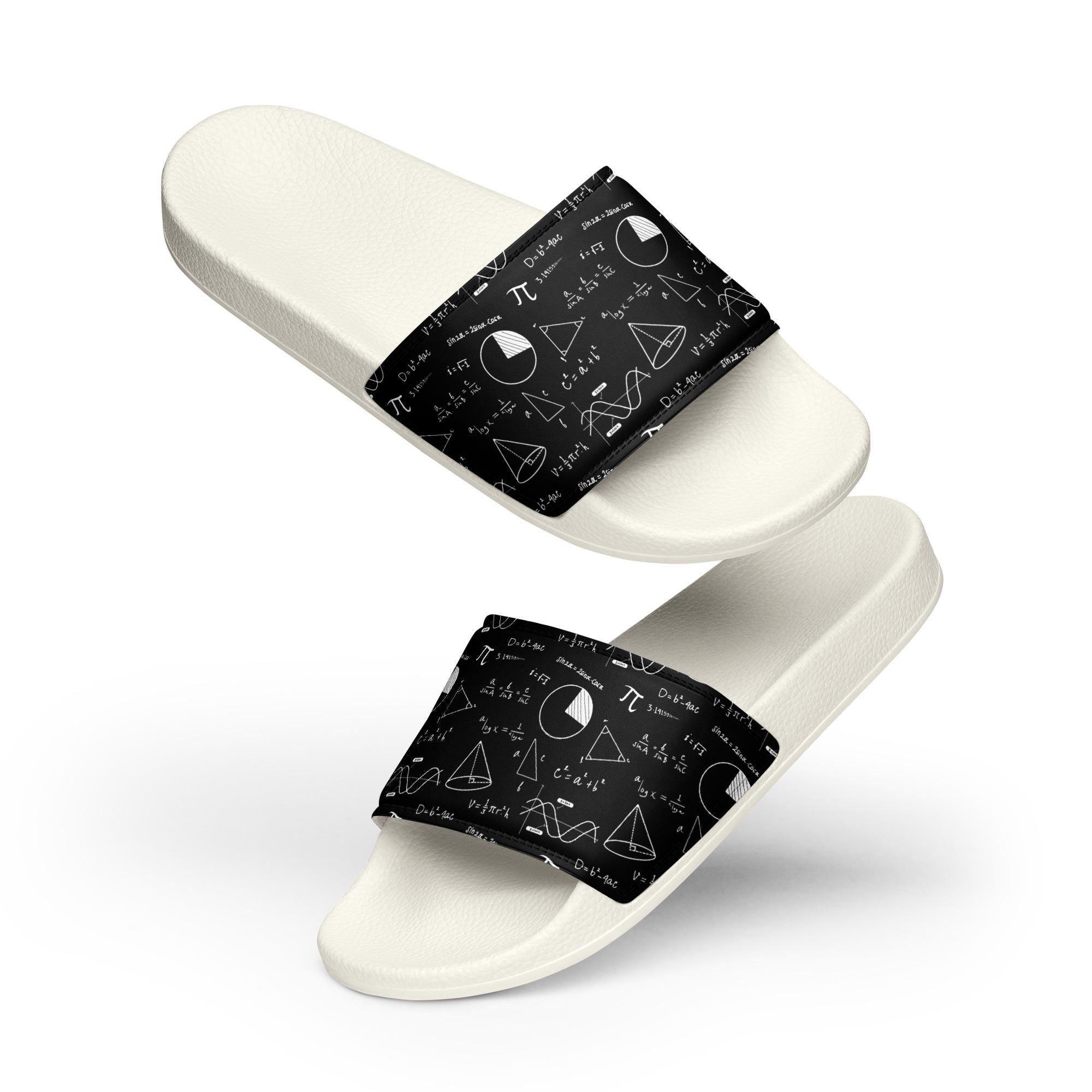 Geometry Math Printed Slide Sandals, Geometry Equations AOP Summer ...