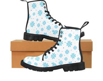 Snowflake Print Canvas Boots: Christmas Holiday High Top Fashion