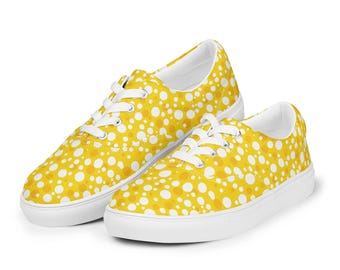 Polka Dots Printed Men's Canvas Shoes, Casual Lace-Up Slip-On Shoes, Fashion Comfy Aesthetic Low Top Canvas Sneakers Shoes, Gifts for Him