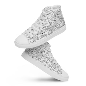 Kitty Cats Printed Womens Sneakers, Cats Kitten Patterned Lace Up High Top Canvas Shoes, Crazy Cat Lady Shoes, Cat Lover Cat Mom Gifts