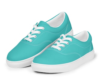 Solid Teal Turquoise Canvas Shoes Men's, Casual Slip-On Shoes, Fashion Comfortable Low Top Canvas Sneakers Shoes, Teal Lovers, Gift for Him