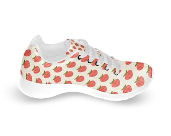 Strawberries Fruit Printed Kids Sneakers, Boys Girls Trendy Fashion Shoes, Lightweight Casual Kids Outdoor Comfy Shoes, 14-26 Day Delivery