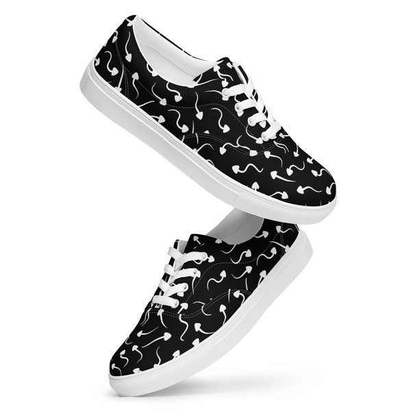 Sperm Printed Lace-Up Canvas Shoes Women, Science Biology Lover Gift for Her, Teacher Student Gift, Funny Designer Fashion Low-Top Sneakers