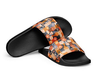 Kitty Cats Paws Printed Slide Sandals Women, Cat Lover Gifts, Cat Mom Owner Gift, Cute Kitten Patterned Shoes, Cat Themed Gifts