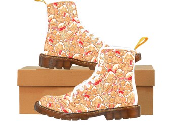 Gingerbread Cookies Canvas Boots: Christmas Holiday High Top Boots