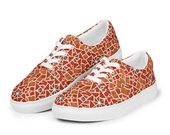 Aztect Tiles Printed Canvas Shoes Men, Unique Casual Lace-Up Shoes, Fashion Comfortable Low-Top Canvas Sneakers Shoes, Birthday Gift for Him