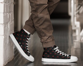 Zapatillas altas con estampado de cerezas Bing para hombre, zapatos con  cordones estilo Converse, zapatos de moda con bocadillos, regalos veganos