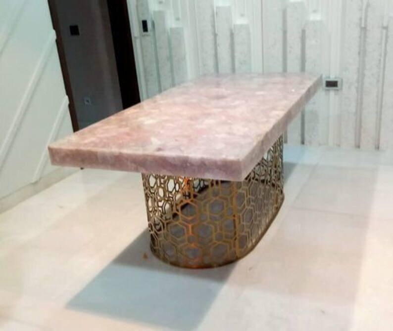 Rose Quartz Countertop Dining Table/rectangle Quartz Top Etsy