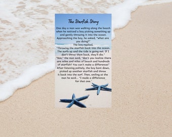 Starfish Story card laminated - card- gift