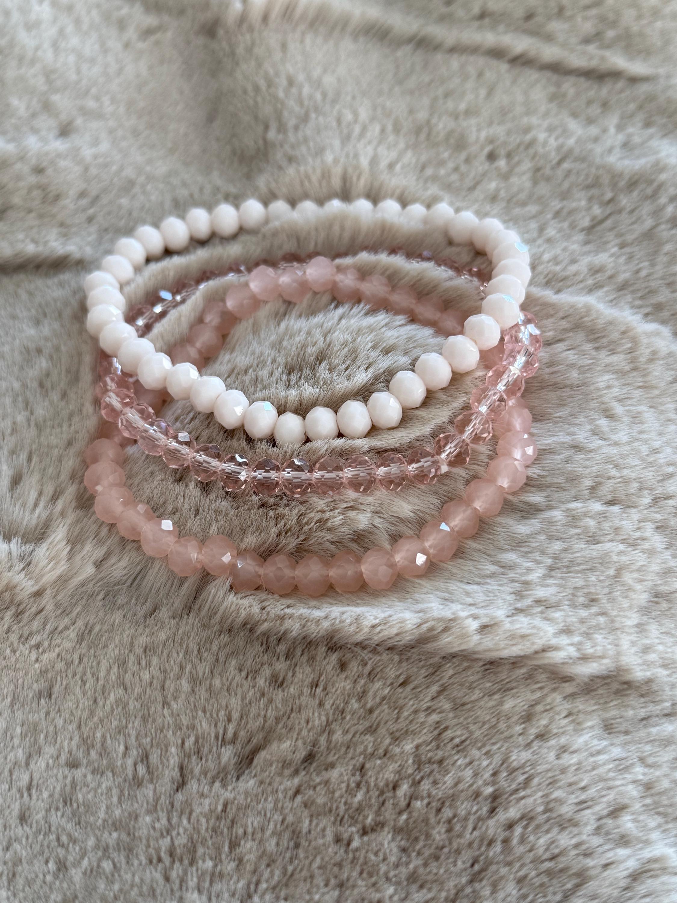Sparkle Blush Pink Bracelet Set, Stacking Bracelets , Bracelet Set of 3 ...