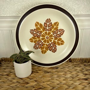 Vintage 70s Nikko Stone Serving Plate Japan Platter 12" Round Chop Plate Boho Organic Modern Earthcore