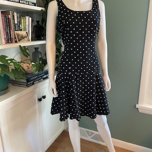 Cute Polka Dot Drop Waist Dress 80s 90s
