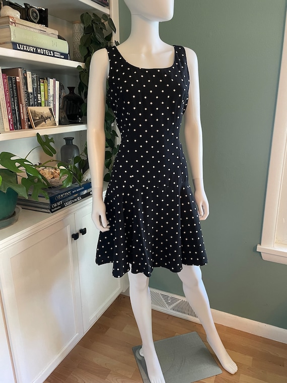 Cute Polka Dot Drop Waist Dress 80s 90s