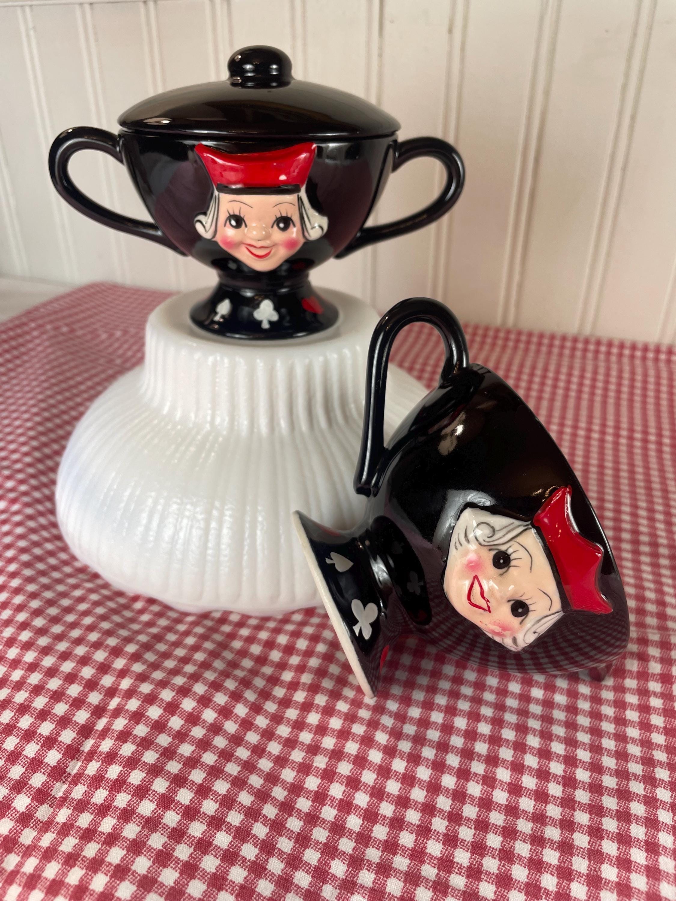 Vintage Mid Century Kreiss Court Jester Creamer & Sugar Set 1950s