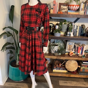knee length dresses for ladies Nora Plaid Tiered Midi Dress