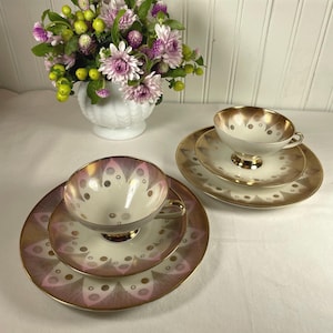 Vintage 50s Rare Mixed Pastel & Mocha Winterling Bavaria 6-Piece Tea Set Grandmillennial Cottagecore Tea for Two Pattern 106
