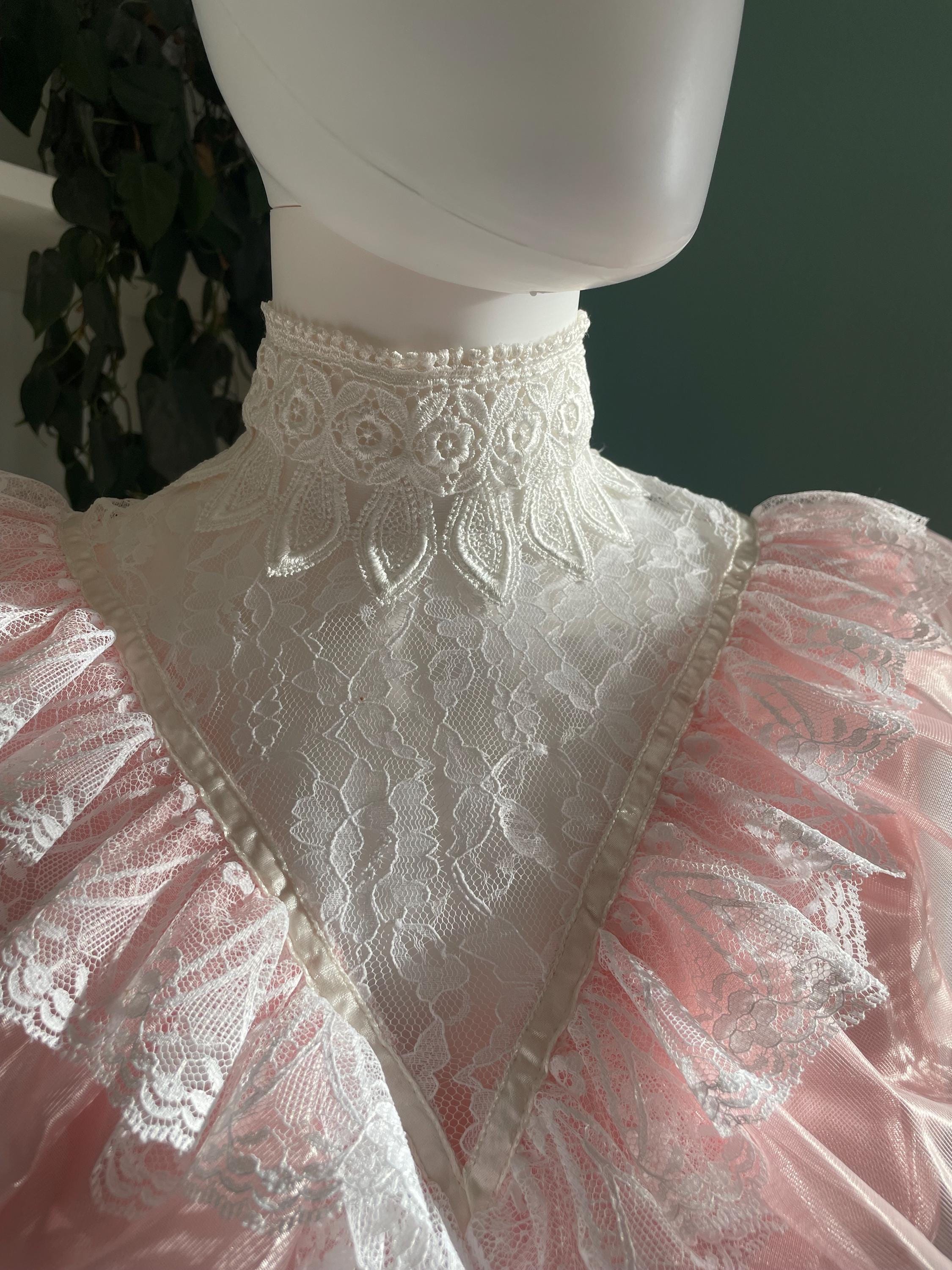 Spectacular Gunne Sax 80s Dress Prom Lace Puffy Jessica Mcclintock Pink ...