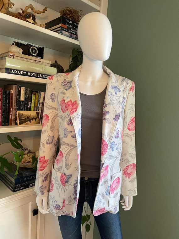 Timeless Blazer 80s 90s Pastel Floral Lightweight 