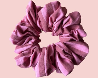 Handmade Oversized Scrunchie: Pink Stripe Scrunchie.