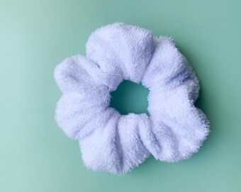 White Handmade Scrunchie: Fluffy Bamboo Towelling Spa Hair Tie