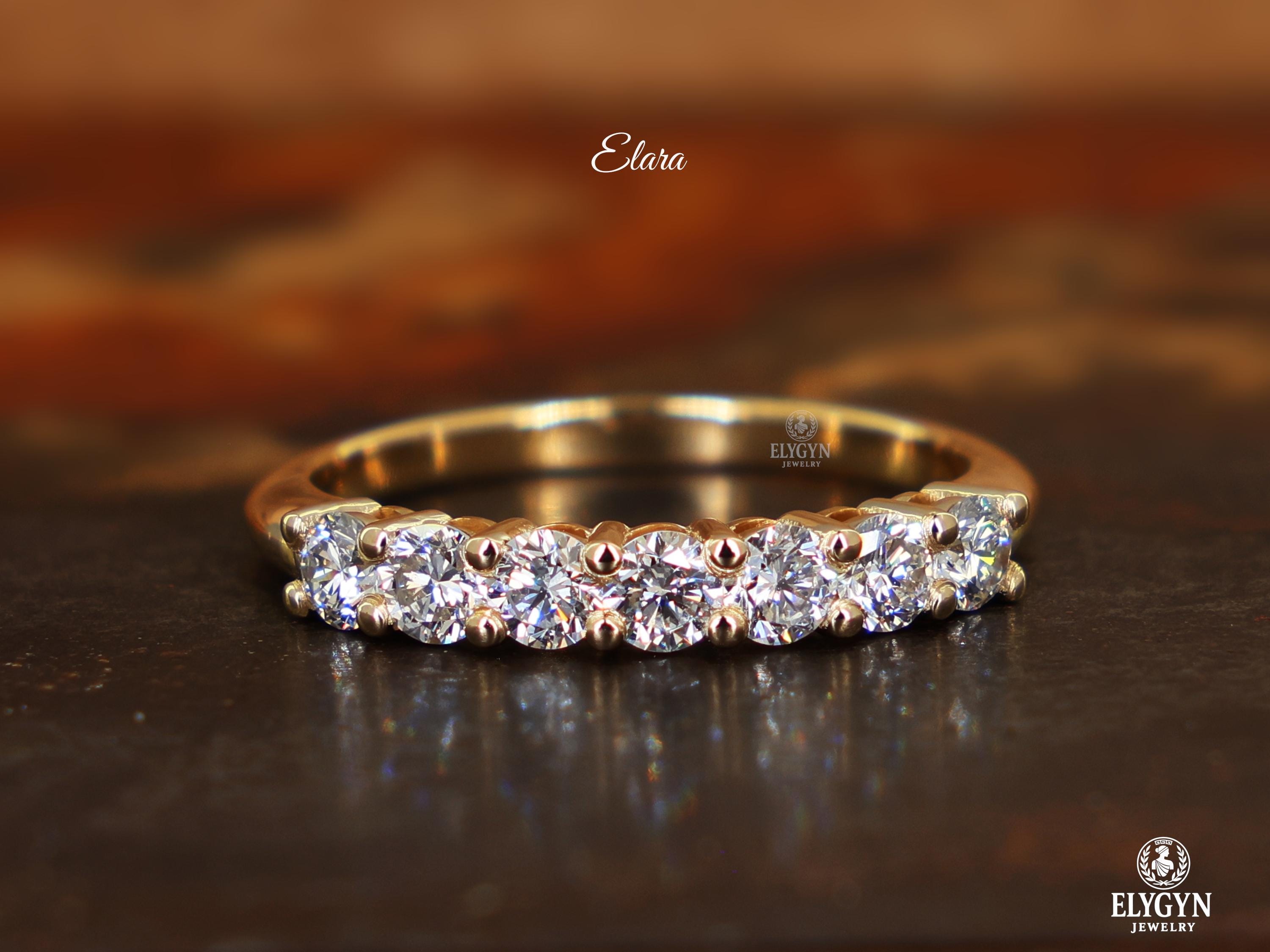 Lab Diamond Half Eternity Wedding Ring | Solid Gold Wedding Band - Etsy
