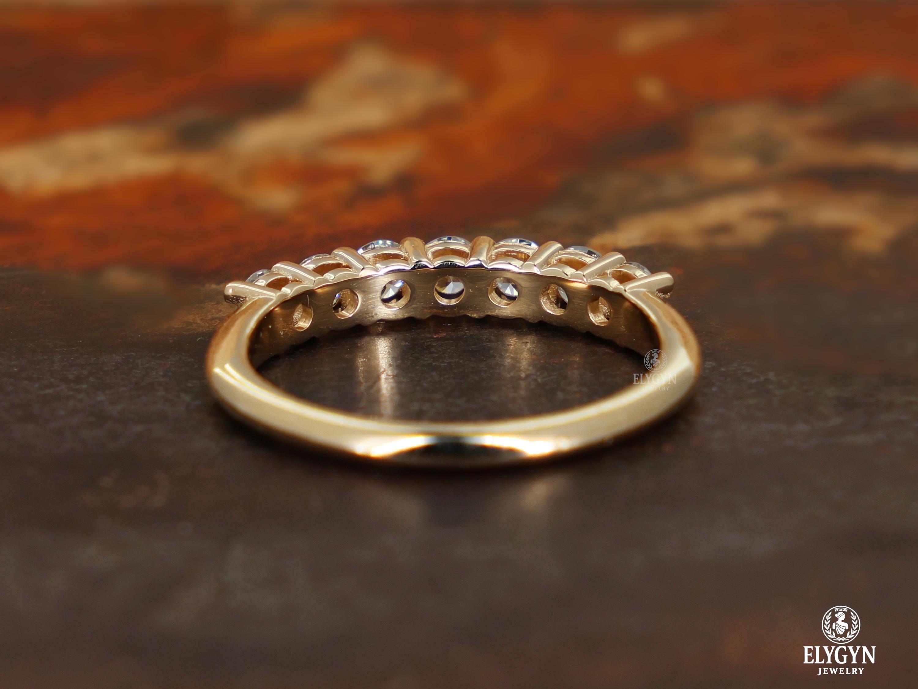 Lab Diamond Half Eternity Wedding Ring | Solid Gold Wedding Band - Etsy