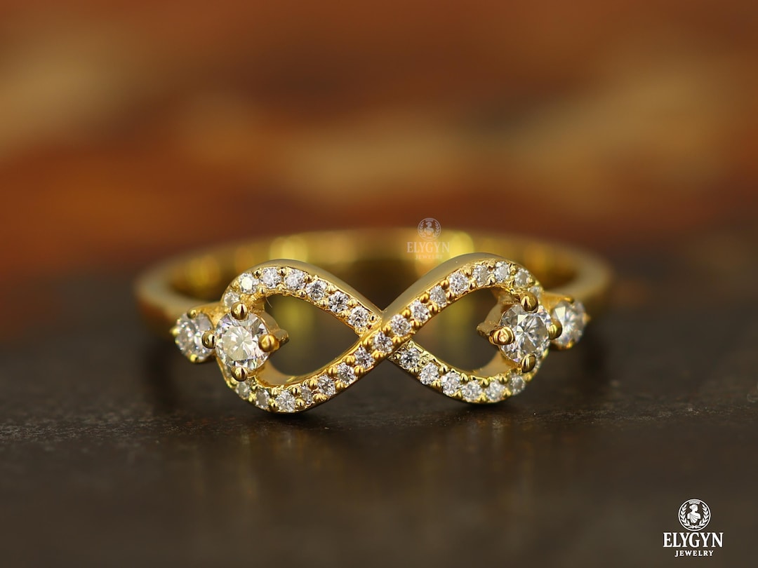 Solid Gold Infinity Wedding Ring | Lab Grown Diamond Promise Ring - Etsy