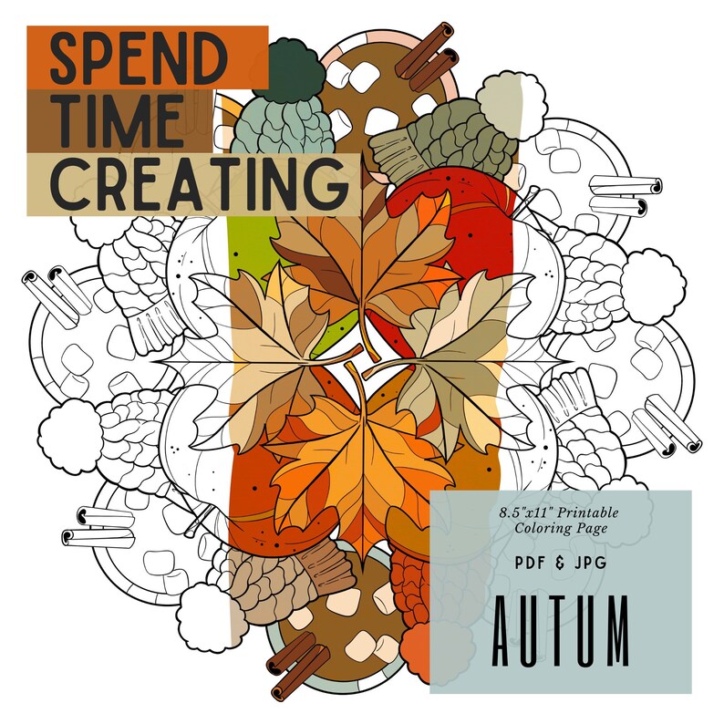 Printable Autum Coloring Page, Mandala, 8.5"x11", JPG &amp; PDF - Etsy