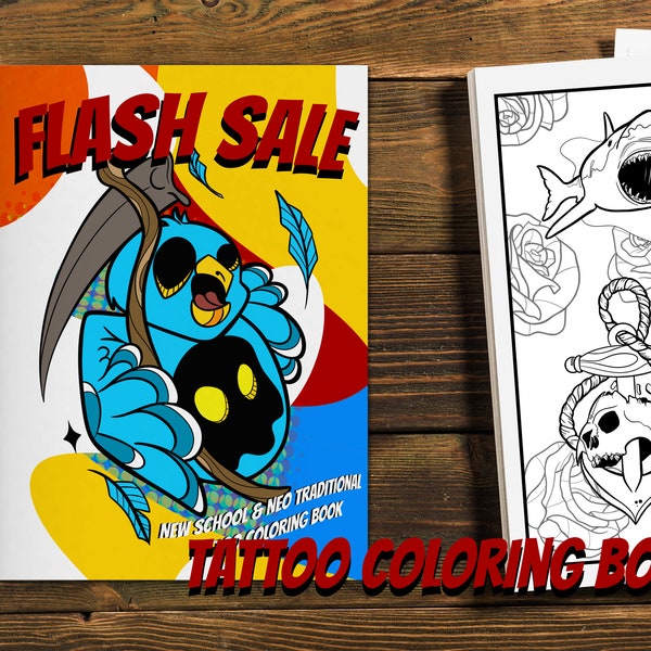 Vente Flash - Un livre de coloriage Neo Traditiona l & New School Tattoo