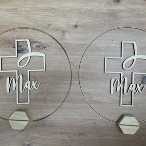 DIY table decoration set for communion/baptism/confirmation Fish Cross Name 2 hoops 30 cm without flower decoration image 6