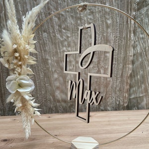 DIY table decoration set for communion/baptism/confirmation Fish Cross Name 2 hoops 30 cm without flower decoration image 3