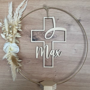 DIY table decoration set for communion/baptism/confirmation Fish Cross Name 2 hoops 30 cm without flower decoration image 2