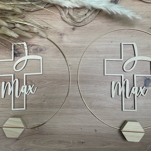 DIY table decoration set for communion/baptism/confirmation Fish Cross Name 2 hoops 30 cm without flower decoration image 4