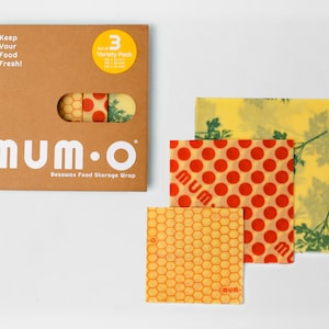 Envolturas de cera de abejas — Juego surtido de 3 (S, M, L) — Almacenamiento de alimentos ecológico