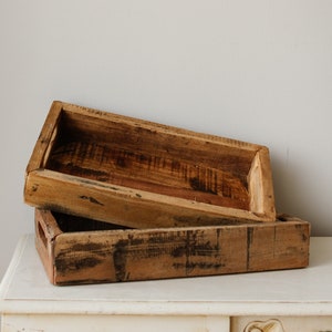 Rustikales altes rechteckiges Tablett aus Holz, Aufbewahrungskiste aus Distressed-Holz, Steingut-Dekor, Vintage-Pflanzkasten aus Holz, Industrielle Wohndekoration