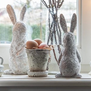 White Vintage Style Flower Provence Pot, Outdoor small planter for windowsill, Rustic Stone flowerpot, old pottery for plants