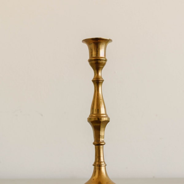 Brass Candle Stick Holder, Vintage Candlesticks, Antique Medium Candle Holder, Gold Colored Candleholder, Mid-Century Home Decorations