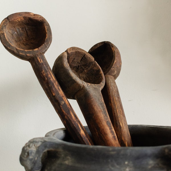 Vintage Decorative Wooden Spoons - Handcrafted Wooden Utensils, Rustic  Kitchen Decor, Vintage Home Decorations, Wabi Sabi Decor
