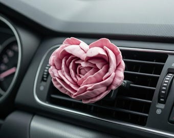 Regalo per la festa della mamma: diffusore passivo per auto a clip con peonia e rosa a forma di cuore – Deodorante per auto floreale con oli essenziali - Regalo per lei