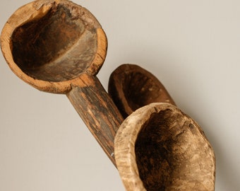 Decorative oversized old wooden spoons, handmade big spoons from India reclaimed wood