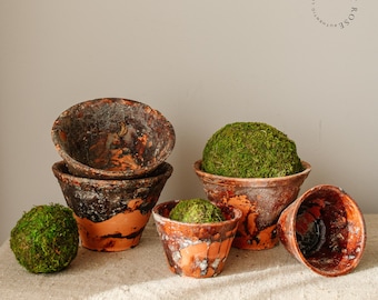 Authentic Vintage Resin Pot from France – Rustic French Terracotta Sap Planter - Weathered Decorative Flower Pots - Garden and outdoor decor