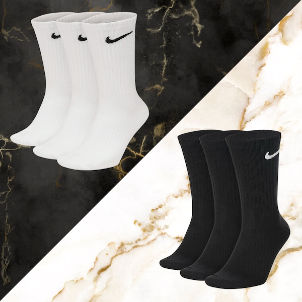 Nike Crew Performance Socks Pack of 3 | Size 2-5 | Size 5-8 I Size 8-11 | White | Black | Brand New | Men's | Woman's | Unisex