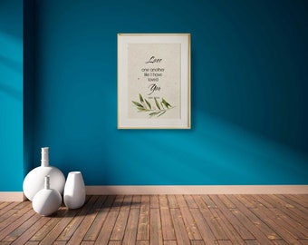 Bible Verse Print | Love One Another | John 13:34 | Valentine Gift | Wedding Gift | Sunday School | Downloadable Scripture| Kids Room Decor