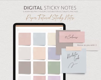 Realistic Paper Texture Sticky Notes, Digital Planner Stickers (PNG Files) for Goodnotes, Xodo, Notability Instant Download