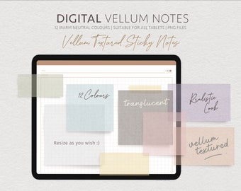 Warm Neutral Vellum Digital Sticky Notes Goodnotes Translucent Post It Paper Textured Planner Stickers Translucent Instant Download PNG