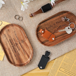 Personalized Engraved Wooden Tray, Custom Name Oval Wooden Jewelry Tray, Sundries Tray, Valet Tray, Key Storage, Custom Name Storage