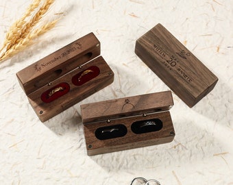 Custom Wooden Wedding Ring Box with Name, Personalized ring box, Proposal Ring Holder, Pair of rings Ring Box, Anniversary, Wedding Ring Box