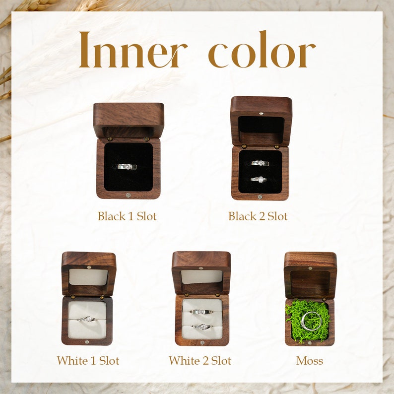 Personalized Wood Ring Box Custom Wood Ring Holder Proposal Ring Box Ring Bearer Box Engraved Ring Holder Storage for 2 Rings image 6